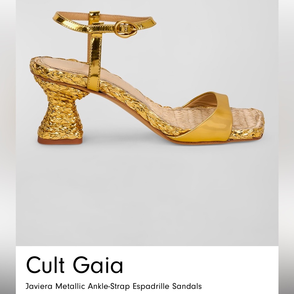 Cult Gaia
Javiera Metallic Ankle-Strap Espadrille Sandals